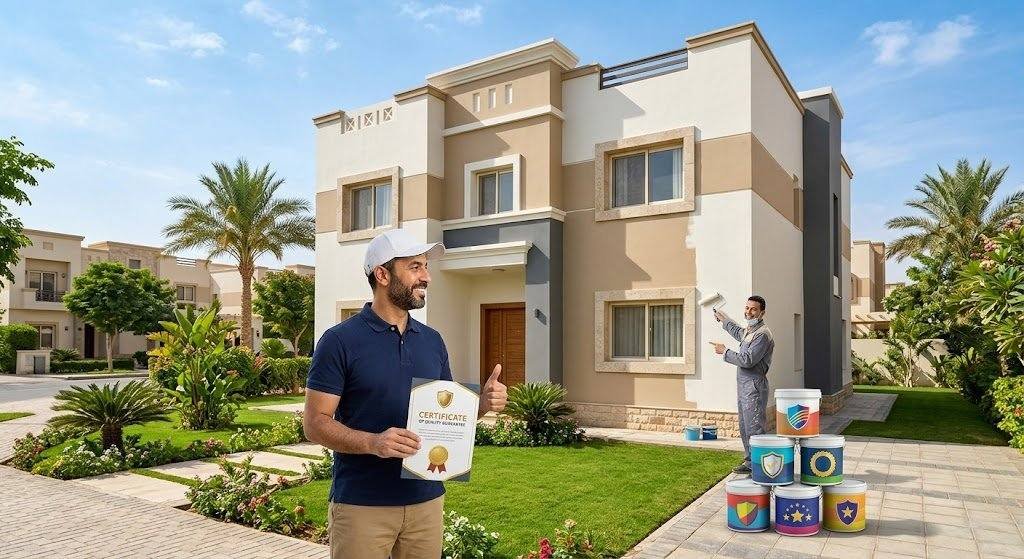 فني دهانات محترف يقوم بأعمال الطلاء وتجديد الجدران بدقة وإتقان ضمن خدمات معلم بويه حي الفيحاء لضمان مظهر جمالي وعصري وراحة العملاء.