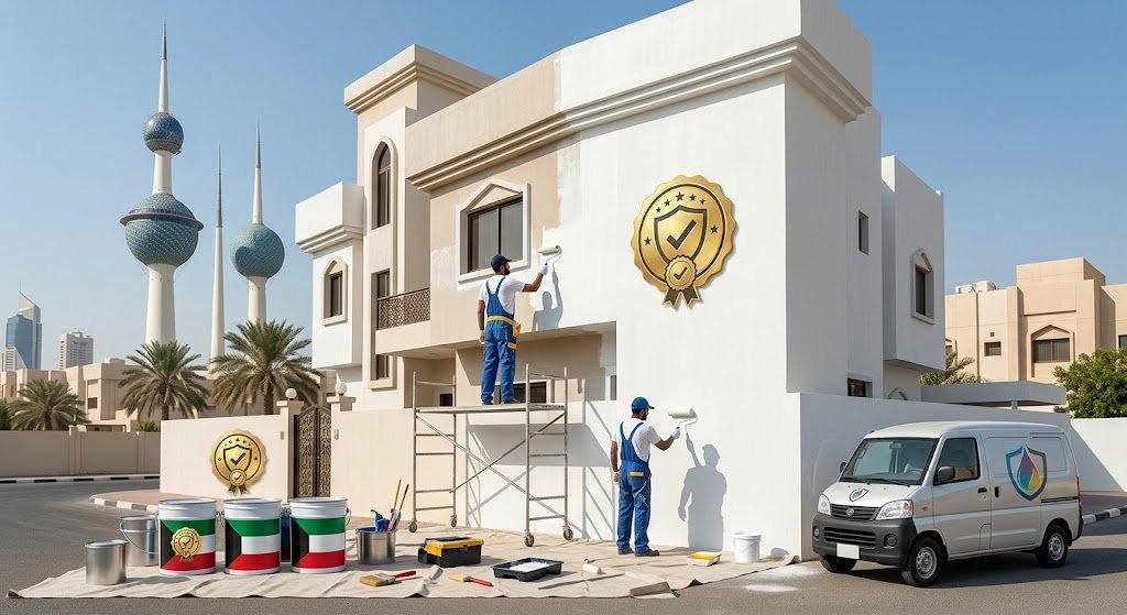 فني محترف يقوم بأعمال دهانات وتنسيق ألوان الجدران بدقة وأمان باستخدام أحدث المعدات وأفضل أنواع الدهانات ضمن خدمات معلم بويه حي السعادة لضمان جودة التشطيب والأناقة وراحة العملاء.